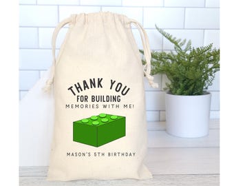 Brick or Blocks Party Favor Bags, Thanks For Building Memories Block Party, Block Personalized Favor Bags, Building Brick Birthday Party Bag