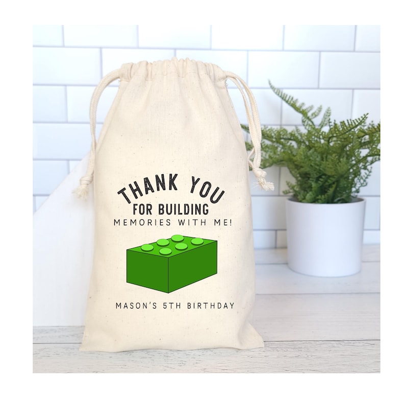 Brick or Blocks Party Favor Bags, Thanks For Building Memories Block Party, Block Personalized Favor Bags, Building Brick Birthday Party Bag