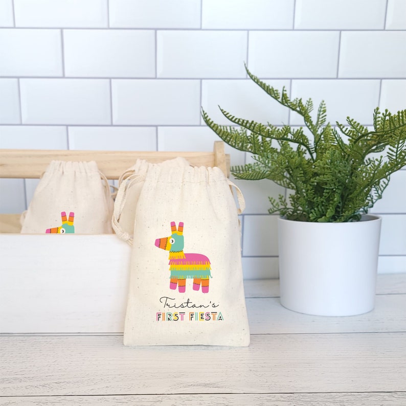 PINATA Party Favor Bags, Personalized Favor Bags, Set of 10 Birthday Favor Bags, Fiesta Favors, Pinata Candy Bags, Cinco De Mayo Party Bags image 1