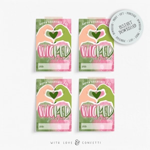 WICKED unieke Valentijnsdagkaarten, Wicked Heart Hands Valentine digitale download, Glenda Elphaba Wicked Valentine Classroom Card, instant