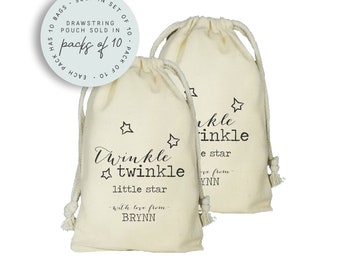 Twinkle Twinkle Little Star Favor Bags, Custom Baby Shower Favors, Star Favor Bags, Newborn Baby Favor, Set of 10 Personalized Twinkle Bags