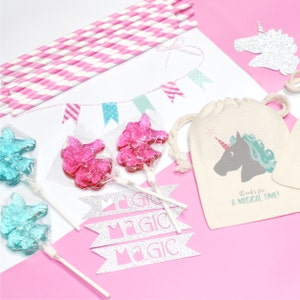 UNICORN Personalized Favor Bags Magical Birthday Fairy Tales Girl Party Set of 10 Birthday party favor bags image 1