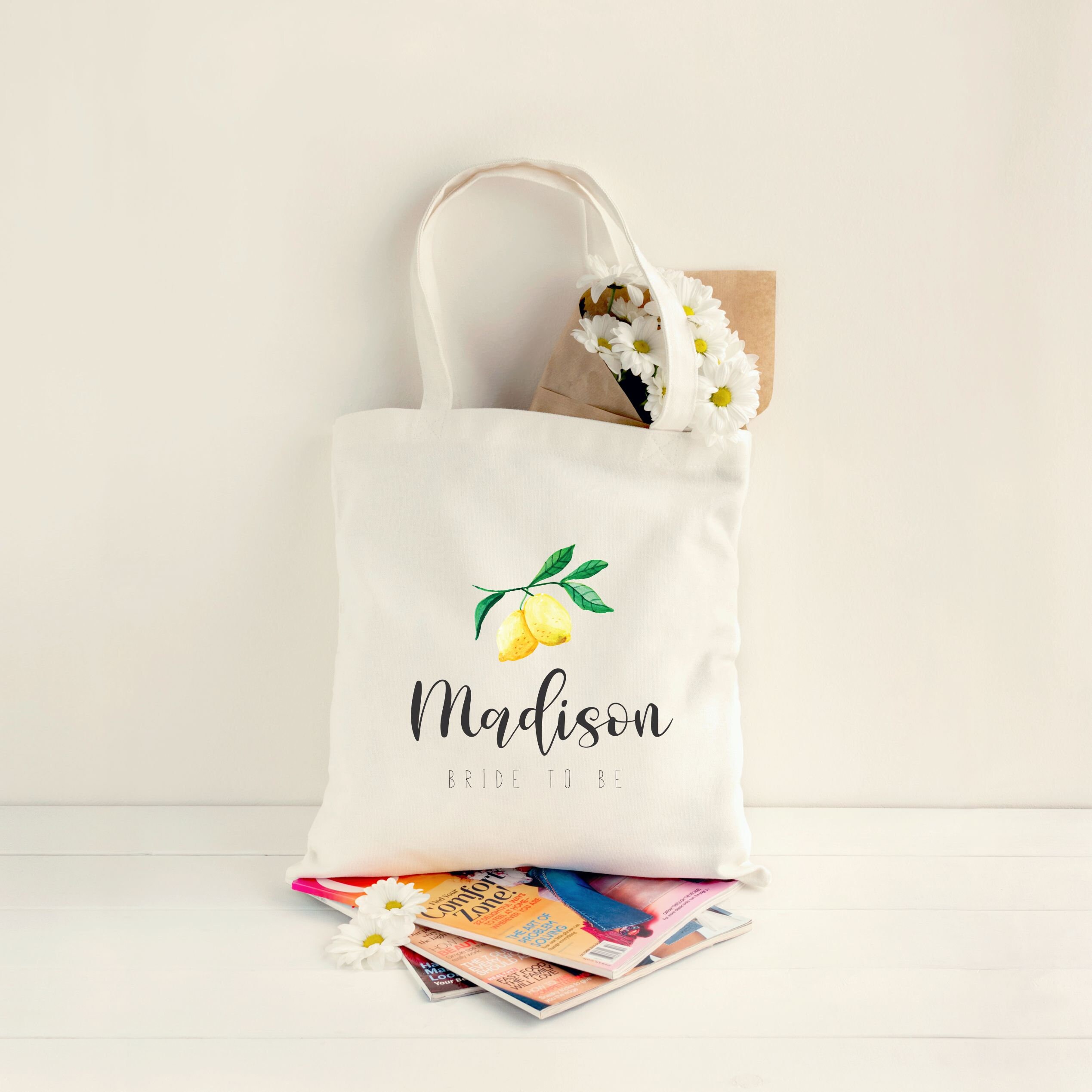 MAIN SQUEEZE Lemon Theme Bachelorette Party - TOTE Bag - 15x16 inch N…