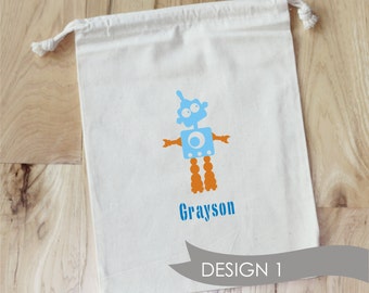 ROBOT FAVOR - Personalized Favor Bags - Set of 10 - Birthday - Robots - Boy - party favor bags