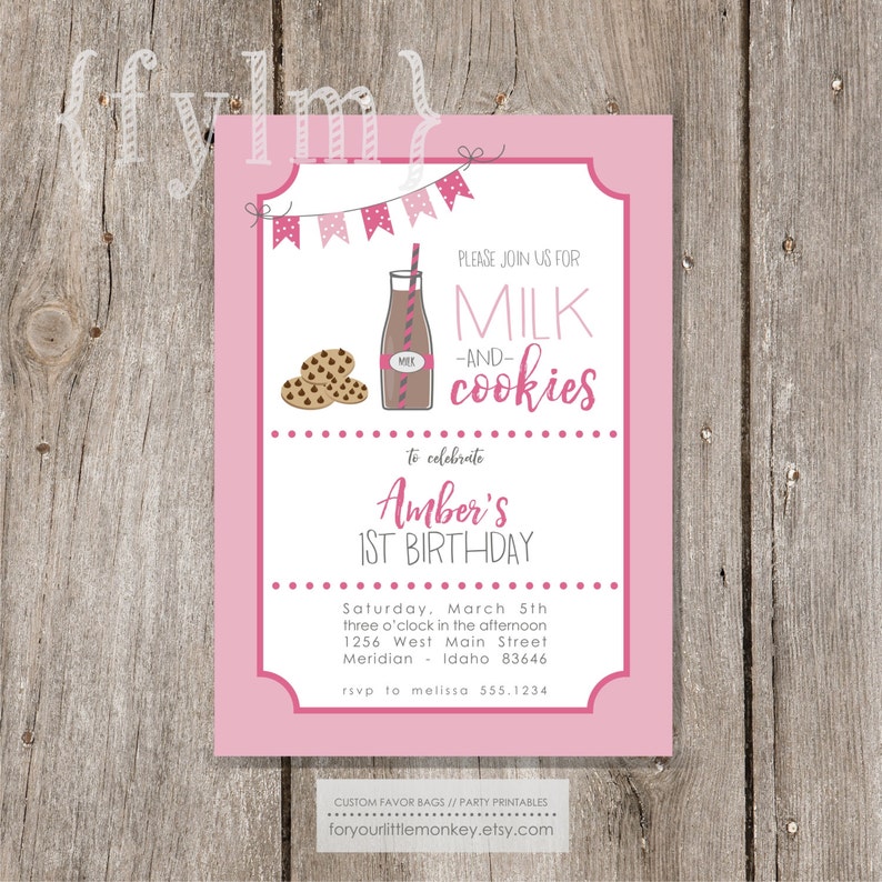 MILK and COOKIES Party Printable Party Invitations I design YOU Print image 3