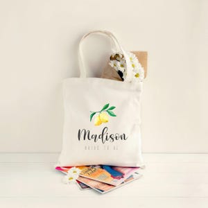 MAIN SQUEEZE Lemon Theme Bachelorette Party - TOTE Bag - 15x16 inch Natural color cotton tote -  gift - custom designs available