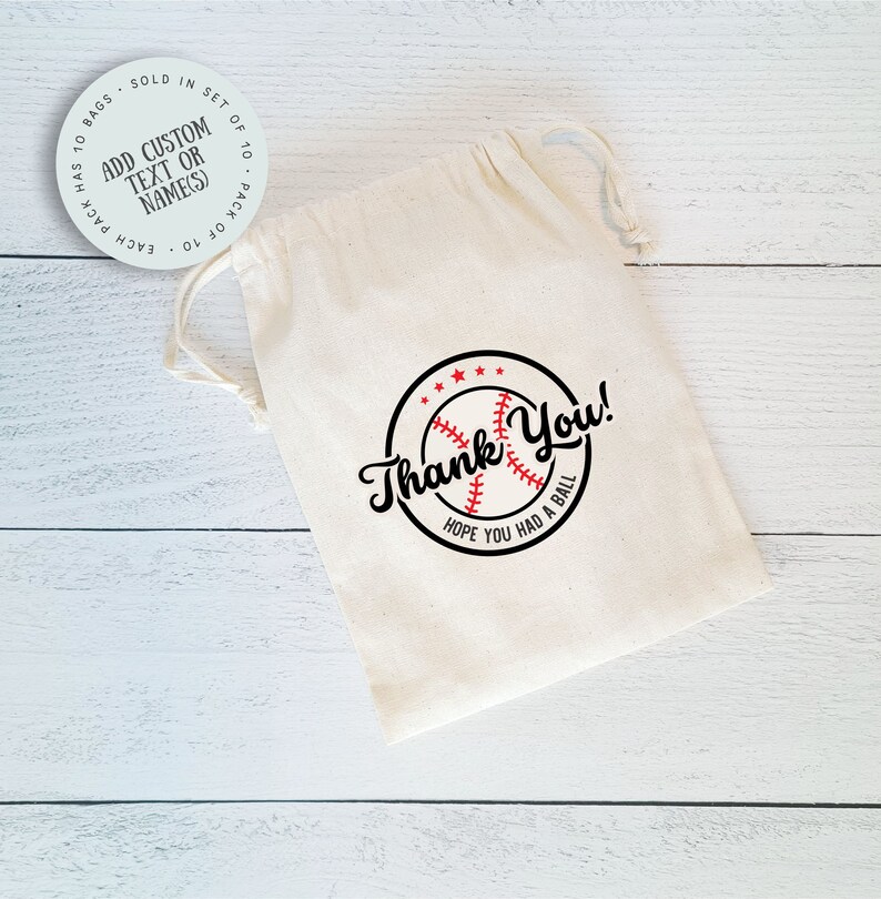 Baseball Party Favor Bags, Set of 10 Personalized Baseball bags, Custom baseball favors, Sports Party, Team Party Bags, Custom Baseball Gift image 1