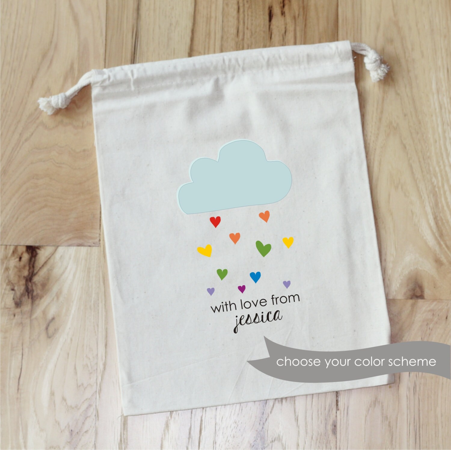 RAINING HEARTS Party Favor Bags Set of 10 Rainbow Etsy
