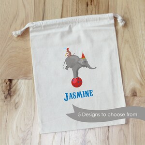 CIRCUS Personalized Favor Bags Set of 10 Birthday Baby Shower Clown Elephant Strongman Tent party favor bags image 3