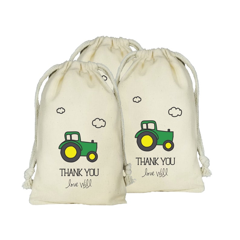 Tractor Favor Bags, Farm Party, Tractor Personalized Favor Bags, Set of 10 Bags, Tractor Party Theme, Farm Party, Cowboy, Country Kid Party image 4