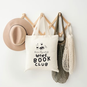 Book Club Tote, Wine Lover Gift Bag, Bookish Tote, Custom Reading Club Tote, Personalized Booktovert Gift, Booktok Tote, Wine and Book Club image 4