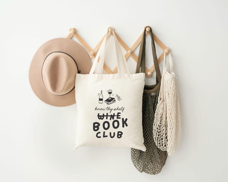 Book Club Tote, Wine Lover Gift Bag, Bookish Tote, Custom Reading Club Tote, Personalized Booktovert Gift, Booktok Tote, Wine and Book Club image 4