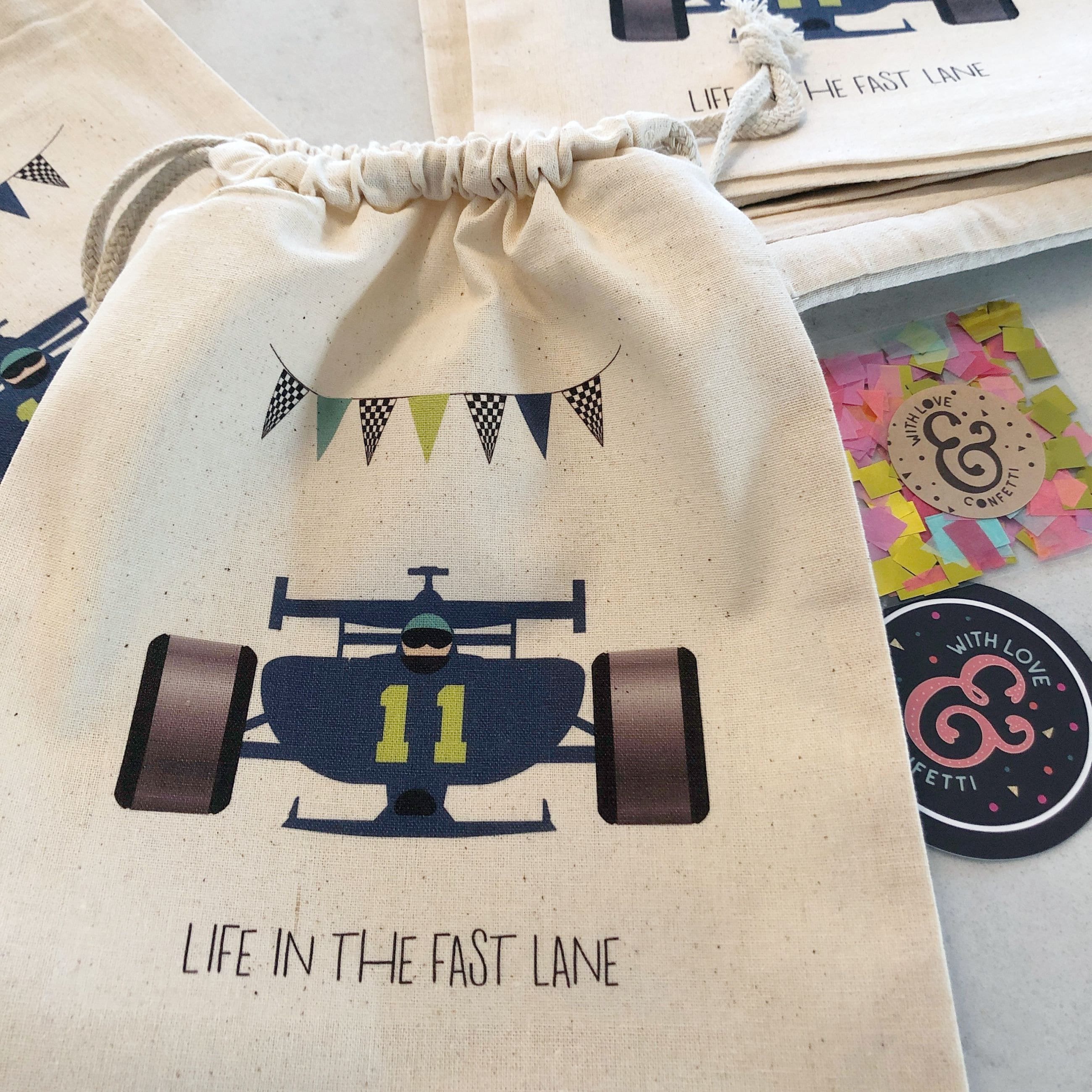 Racecar Favor Bags, Race Car Party Theme, Too Fast Race Car Bags ...