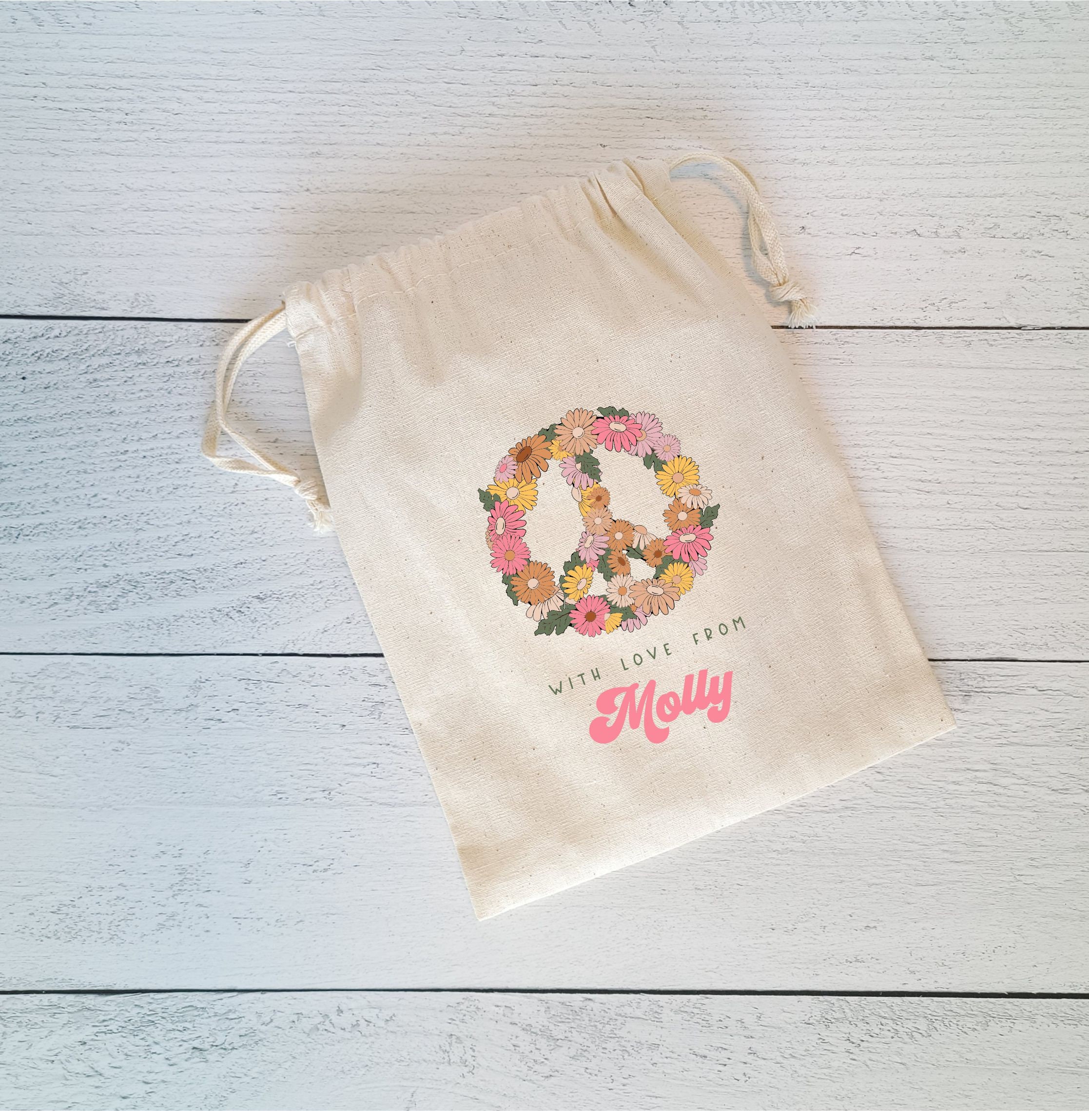 Daisy Peace Sign Favor Bag Set Retro Groovy Peace Sign Set of 10 Favor Bags Daisy 70s Hippie Bag Peace Love Birthday Theme