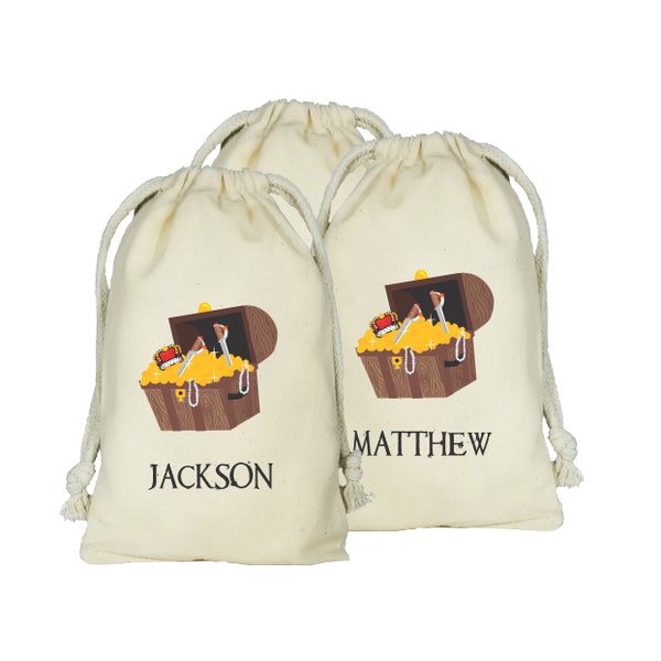 Pirate Booty Bag Custom Favor Bags, Set of 10 Personalized Favor Bags, Pirate Theme Party, Pirate Favors, Pirate Party Theme Bags, Customize