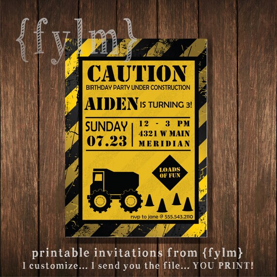CONSTRUCTION Party Printable Party Invitations I Design - Etsy