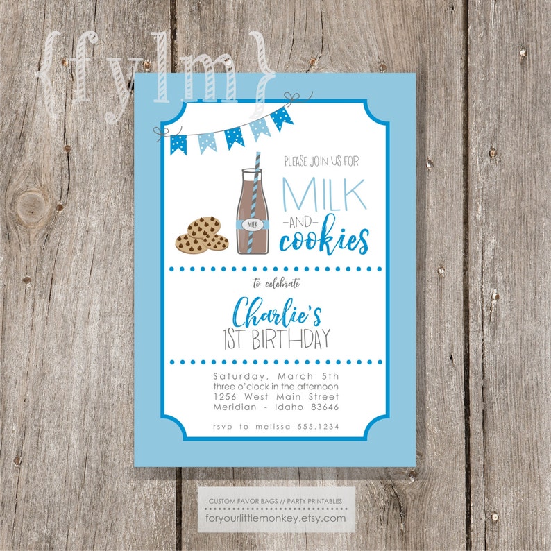 MILK and COOKIES Party Printable Party Invitations I design YOU Print image 2