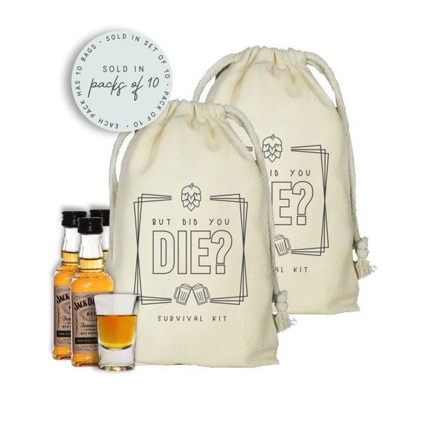 But Did You Die Favor Bags, Pub Crawl Favor Bags, Set of 10 Personalized Bachelor Bags, Brewery Tour Survival Kit, Bachelor Party Favors