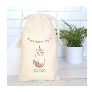 Rainbow Cat Birthday Party Favor Bags, Personalized Cat Unicorn Favor Bags, Rainbows, Unicorn Cat Party Theme, Cat Party Favors, Rainbow