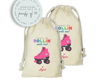 ROLLER SKATE Favor Bags, Thanks for Rollin' With Me Favor Bags, Set of 10 Personalized Favor Bags, RETRO 80's Party, Roller Derby, Skating