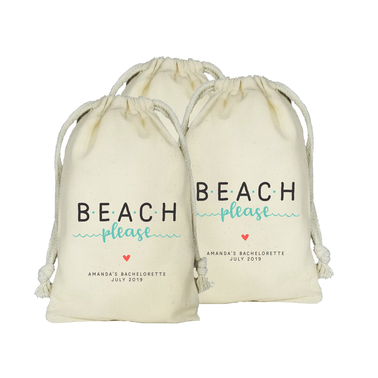 BEACH PLEASE Personalized Favor Bags Set of 10 Etsy