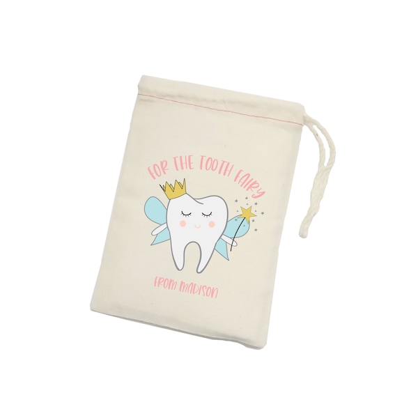 Tooth Fairy Kit, Personalized Tooth Fairy Bag, One Custom Favor Bag Size 4x6 Inches, One Tooth Envelope, One Printable Tooth Chart