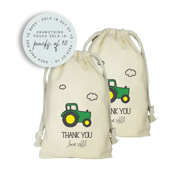 Tractor Favor Bags, Farm Party, Tractor Personalized Favor Bags, Set of 10 Bags, Tractor Party Theme, Farm Party, Cowboy, Country Kid Party image 1