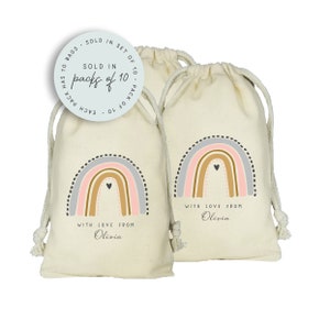 Bohemian Rainbow Party Favor Bags, Boho Rainbow, Muted Rainbow Bags, Modern Rainbow Favors, Set of 10 Favor Bags, Rainbow Birthday Favor bag