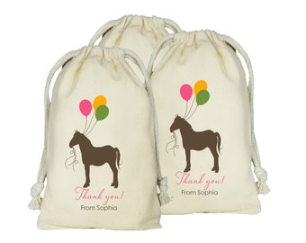 Pony Balloon Party Favor Bags, Horse Theme Party, Set of 10 Personalized Favor Bags, Horse Theme Party, Pony Theme Party Favors, Favor Bags