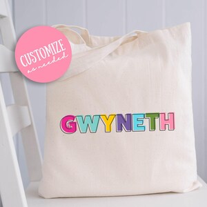 Custom Kids Name Tote, Kinder Book Bag, Custom Kindergarten Book Tote, Personalized Canvas Tote Bag, Preschool Bag, First Day of School Bag