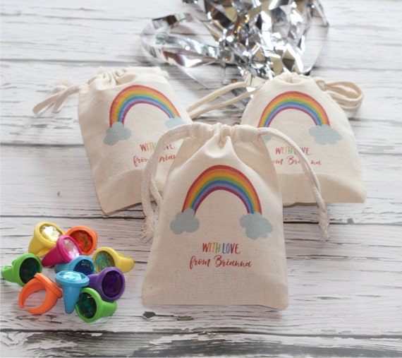 RAINBOW Favor Bags, Custom Rainbow Party Favors, Color Party, ROYGBIV  Theme, Kindergarten Party, Toddler Party, Modern Rainbow Theme, Favors 