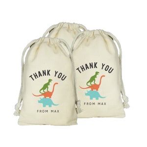 Dinosaur Favor Bags, Custom Dino Bag Treat Bags, Set of 10 Personalized Thank You Dinosaur Bags, T-rex, Dino Party Theme, Dinosaurs Party