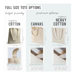 a white canvas tote bag with measurements
