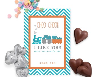 CHOO choo Train - VALENTINE Printable CARDS - personalize with name of your choice