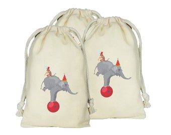 CIRCUS - Personalized Favor Bags - Set of 10 - Birthday - Baby Shower - Clown - Elephant - Strongman - Tent - party favor bags