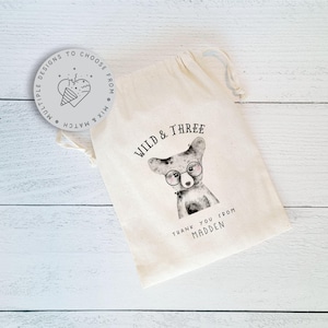 Wild And Three Party Favor Bags, Wild and Three Party, Woodland Animal Favor Bags, Yound Wild And Three Animal Party Bags, Personalized Bags