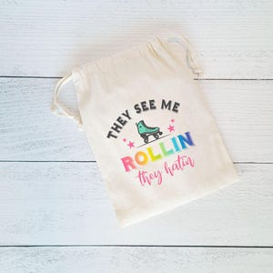 Roller Skate Favor Bags, They See Me ROLLIN Favor Bags, Personalized Skate Party Theme Bags, 80's Roller Skate Party Bags, Roller Derby