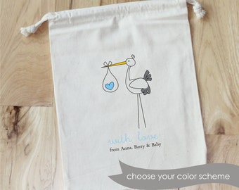 STORK - Personalized Favor Bags - Set of 10 - Birthday - Baby Shower - party favor bags