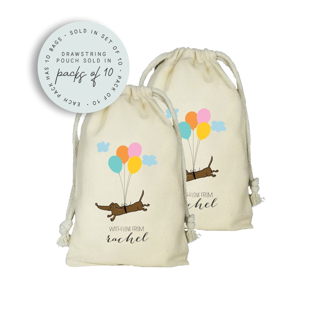 Dog Party Favor Bags, Pawty Favors, Dachshund Party Bags, Set of 10 Custom Favor Bags, Puppy