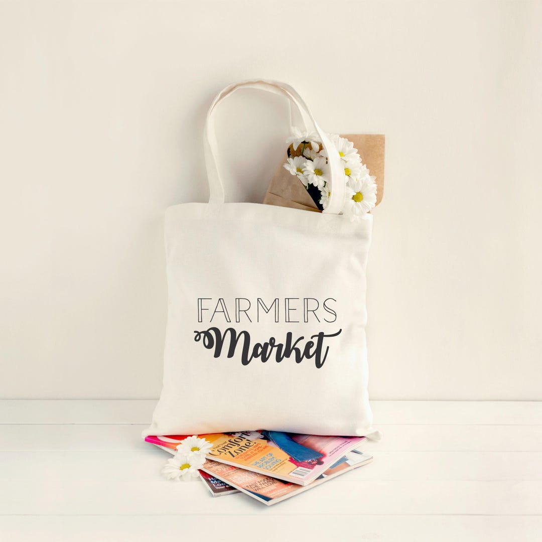 FARMERS MARKET - TOTE Bag - 15x16 Inch Natural Color Cotton Tote ...