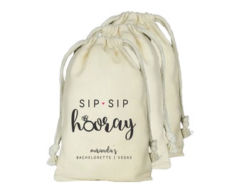 Sip Sip Hooray Favor Bags, Bachelorette Favors, Set of 10 Personalized Favor Bags, Survival Kit Favor Bags, Destination Bachelorette Favors