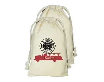 FIRETRUCK- MALTESE- Personalized Favor Bags - Set of 10 - Birthday - party favor bags