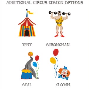 CIRCUS Personalized Favor Bags Set of 10 Birthday Baby Shower Clown Elephant Strongman Tent party favor bags image 4