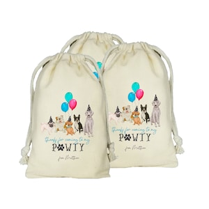 Puppy Pawty Favor Bags, Set of 10 Personalized Bags, Dog Party Theme, Pawty Favors, Dog Favors, Puppy Party Bags, Dog Birthday Party, Animal