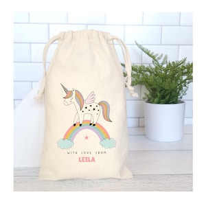 Unicorn Birthday Party Favor Bags, Rainbow Unicorn Custom Favor Bags, Rainbows and Unicorns Party Theme, Magical Unicorn Favor Bags