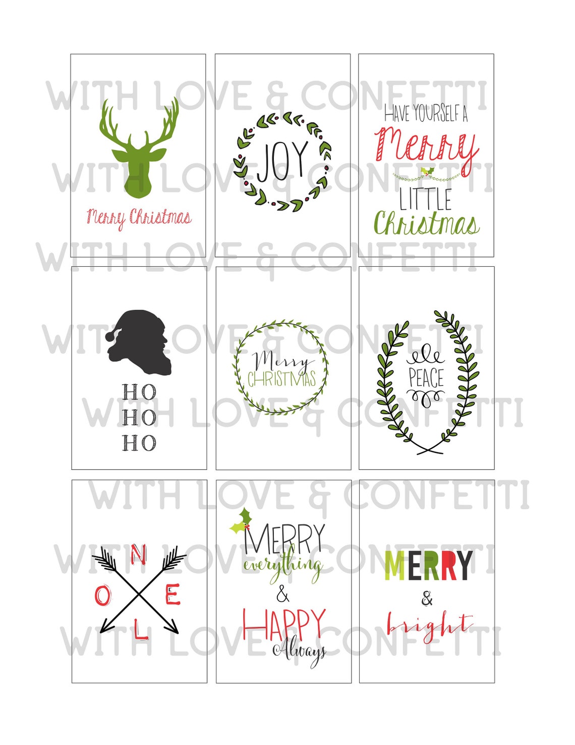 Printable Holiday Tags Instant Download Christmas | Etsy