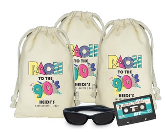 90's Bachelorette Party Favor Bags, Set of 10 Retro 90's Favor Bags, 90's Baby Birthday or Bachelorette Party Decor, 1990's Party Favor Bags