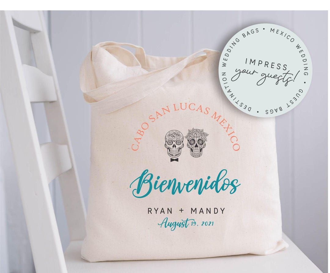 Mexico Wedding Tote Bag, Mexico Wedding Tote, Custom Wedding Favors ...