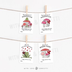 Mushroom and Frog Valentine Cards, Instant Download Mushroom Valentine Card, Cute Frog Valentine Card, Mushroom Pun Valentine, Frog Pun Card