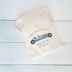 Vintage Race Car Personalized Favor Bags, Custom Race Theme Party Bags, Too Fast, Racing By, Retro Racing Birthday Favors, Racecar Party